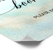 アクアとゴールドの水彩ビーチゲストブックサイン ポスター (角)