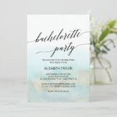 アクアとゴールドの水彩ビーチバチェロレッテパーティー 招待状 (スタンド正面)