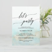 アクアとゴールドの水彩ビーチパーティー 招待状 (スタンド正面)