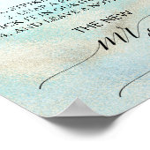 アクアとゴールドの水彩ビーチ写真ゲストブック ポスター (角)