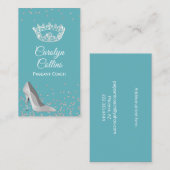 アクアとシルバーのページャントコーチビジネスカード 名刺 (正面/裏面)