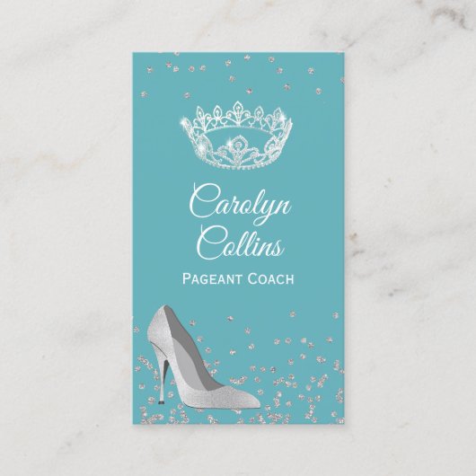 アクアとシルバーのページャントコーチビジネスカード 名刺 (正面)