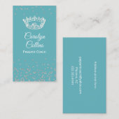 アクアとシルバーのページャントコーチビジネスカード 名刺 (正面/裏面)