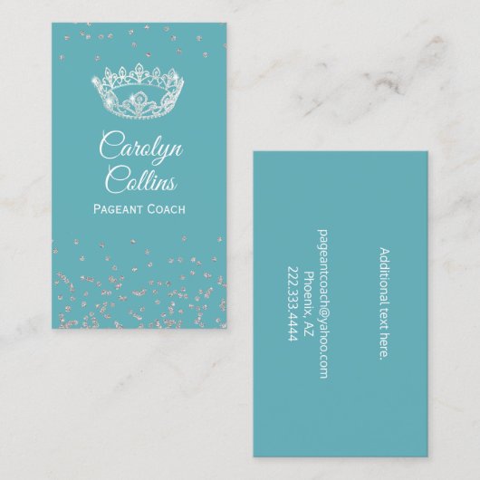 アクアとシルバーのページャントコーチビジネスカード 名刺 (正面/裏面)