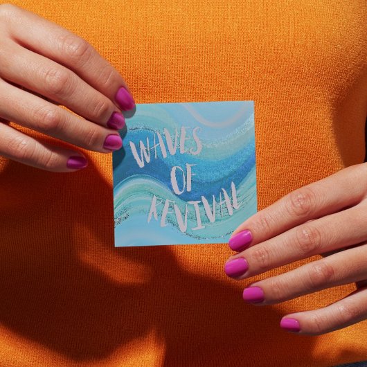 アクアとシーフォーム波クリスチャンステッカー スクエアシール