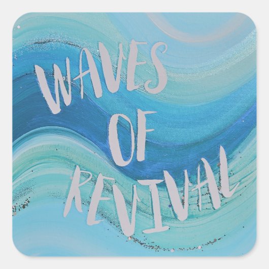 アクアとシーフォーム波クリスチャンステッカー スクエアシール (正面)