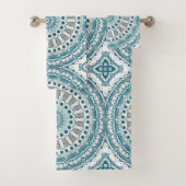 アクアとタン モダン マンダラ パターン バスタオルセット (インサイチュ)