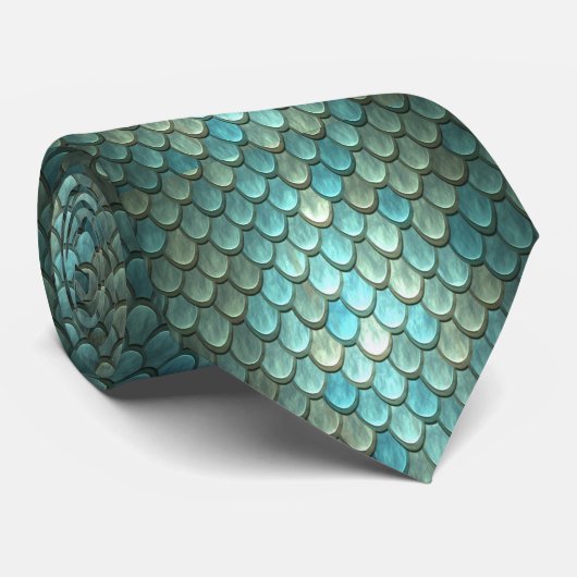 アクアとティール(緑がかった色)マーメイドの列はかりで測 ネクタイ (ロール)