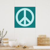 アクアとティール(緑がかった色)平和シンボル ポスター (キッチン)