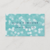 アクアとネイビーの《写真》ぼけ味パターン 名刺 (正面)