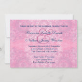 アクアとパープルの花びらとリボンのウェディング 招待状 (裏面)