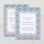 アクアとパープルの50年代レトロチックモダン 招待状 (正面/裏面)