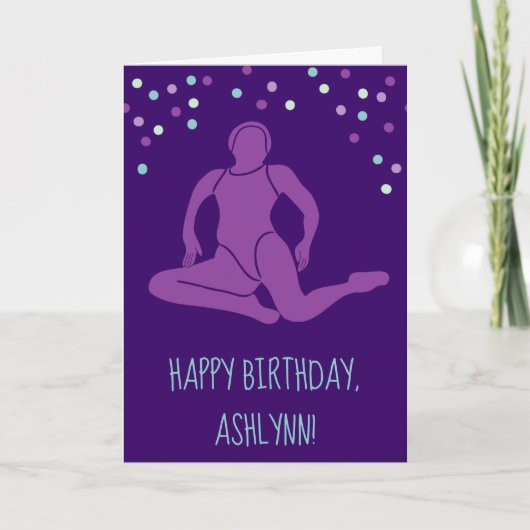 アクアとパープルシンクロナイズドスイミングパーソナライズされた カード (正面)