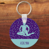 アクアとパープルシンクロナイズドスイミングパーソナライズされた キーホルダー (正面)