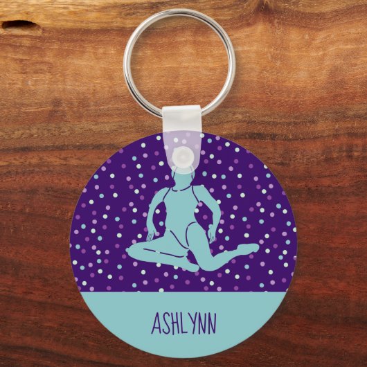 アクアとパープルシンクロナイズドスイミングパーソナライズされた キーホルダー (正面)