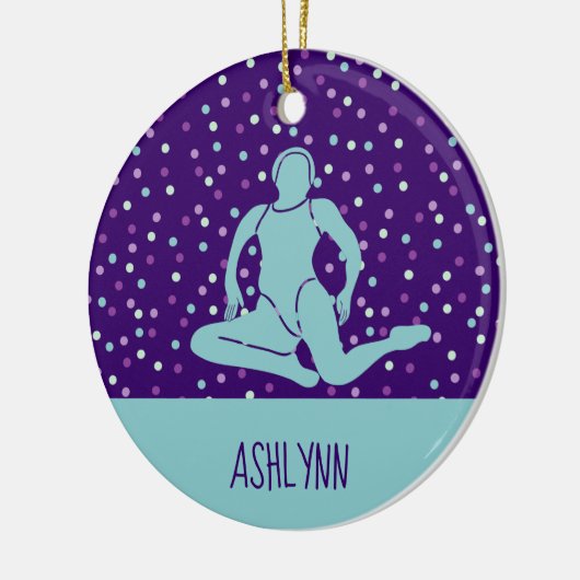 アクアとパープルシンクロナイズドスイミングパーソナライズされた セラミックオーナメント (左)