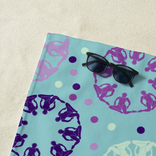 アクアとパープルシンクロナイズドスイミングパーソナライズされた ビーチタオル (インサイチュ)