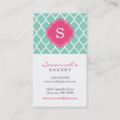 アクアとピンクのシックなモロッコラティスモノグラム 名刺 (正面)