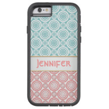 アクアとピンクの幾何ガーリーデザインパーソナライズされた