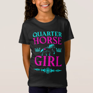 アクアとピンクの4分の1馬の少女 Tシャツ
