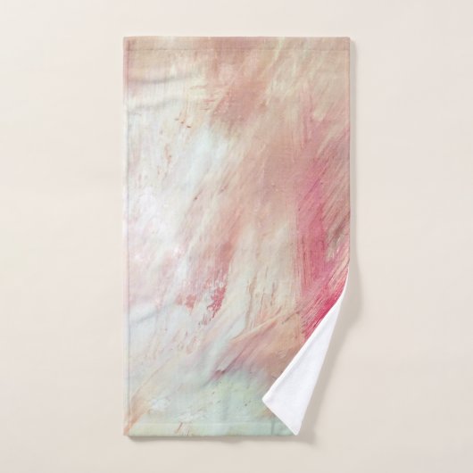 アクアとピンクブラシストローク抽象芸術バスタオルセット バスタオルセット (ハンドタオル)