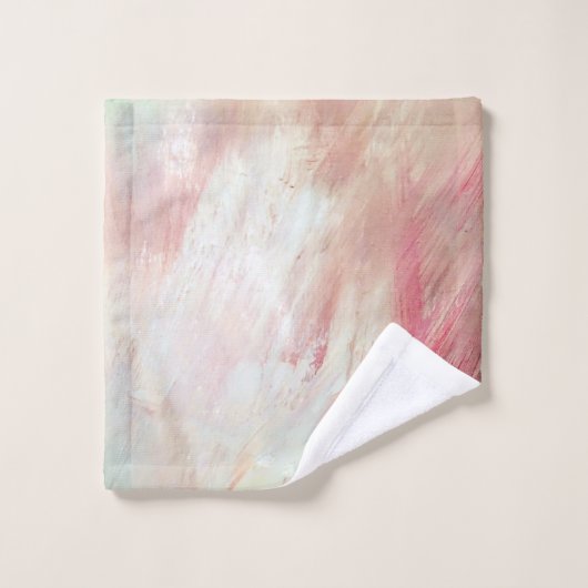 アクアとピンクブラシストローク抽象芸術バスタオルセット バスタオルセット (ウォッシュタオル)