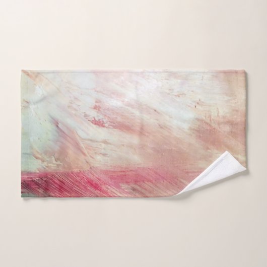 アクアとピンクブラシストローク抽象芸術バスタオルセット バスタオルセット (ハンドタオル)