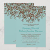 アクアとブラウンの結婚式招待状 招待状 (正面/裏面)