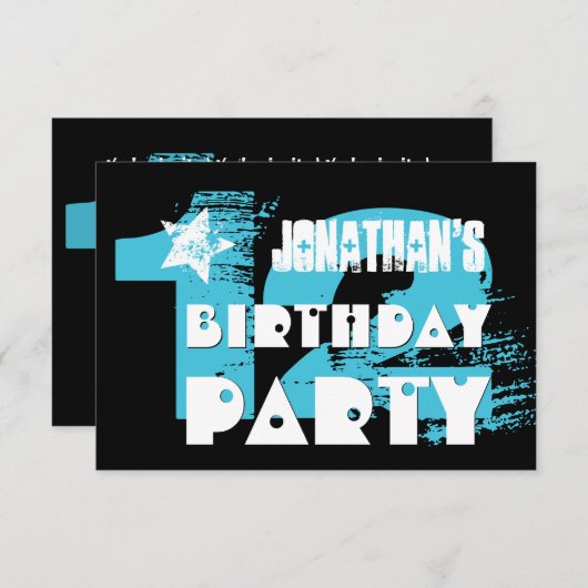 アクアとブラックの第12誕生日グランジパーティー 招待状 (正面/裏面)