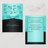 アクアとブラックの花柄II 受付カード エンクロージャーカード (正面/裏面)