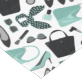 アクアとブラックガーリーモノデザイン テーブルクロス (アングル)