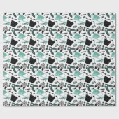 アクアとブラックガーリーモノデザイン ラッピングペーパー (フラット)