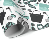 アクアとブラックガーリーモノデザイン ラッピングペーパー (ロールコーナー)