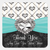 アクアとブラックダイヤモンドハートサンキューラベル スクエアシール (正面)