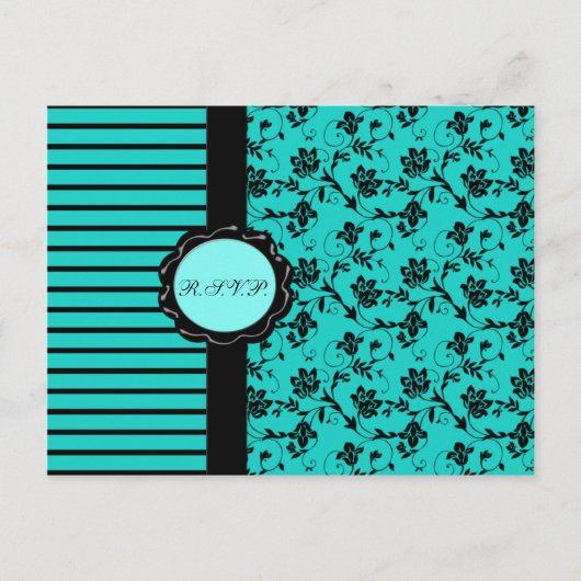 アクアとブラックR.S.V.P.カード インビテーションポストカード (正面)