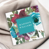 アクアとブルゴーニュのワイン水カラーフローラ スクエア名刺