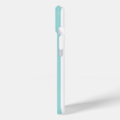 アクアとホワイトのモノグラムストライプ Case-Mate iPhoneケース (裏面 / 左)