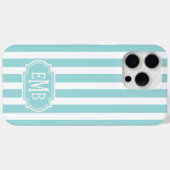 アクアとホワイトのモノグラムストライプ Case-Mate iPhoneケース (裏面 (横))
