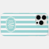 アクアとホワイトのモノグラムストライプ Case-Mate iPhoneケース (裏面 (横))