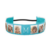 アクアとホワイトトレンディー8フォトコラージュ – Monogram アスレチックヘッドバンド (正面)