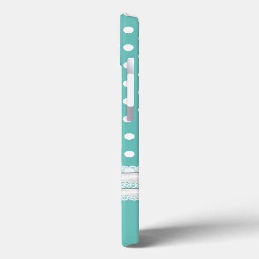 アクアとホワイト水玉模様とエーデルワイス Case-Mate iPhoneケース (裏面 / 左)