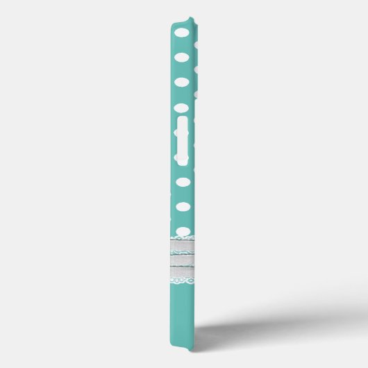 アクアとホワイト水玉模様とエーデルワイス Case-Mate iPhoneケース (裏面 / 右)