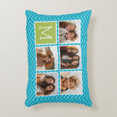 アクアとライムインスタグラム5フォトコラージモノグラム アクセントクッション (正面(垂直))