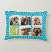 アクアとライムインスタグラム5フォトコラージモノグラム アクセントクッション (裏面)