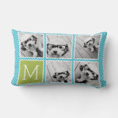 アクアとライムインスタグラム5フォトコラージモノグラム クッション (裏面)