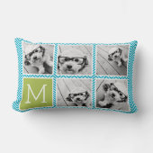 アクアとライムインスタグラム5フォトコラージモノグラム クッション (正面)