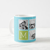 アクアとライムインスタグラム5フォトコラージモノグラム コーヒーマグカップ (正面左)