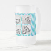 アクアとライムインスタグラム5フォトコラージモノグラム フロストグラスビールジョッキ (正面右)