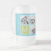 アクアとライムインスタグラム5フォトコラージモノグラム フロストグラスビールジョッキ (正面左)