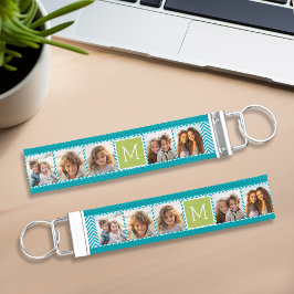 アクアとライムインスタグラム5フォトコラージモノグラム リストバンドキーホルダー